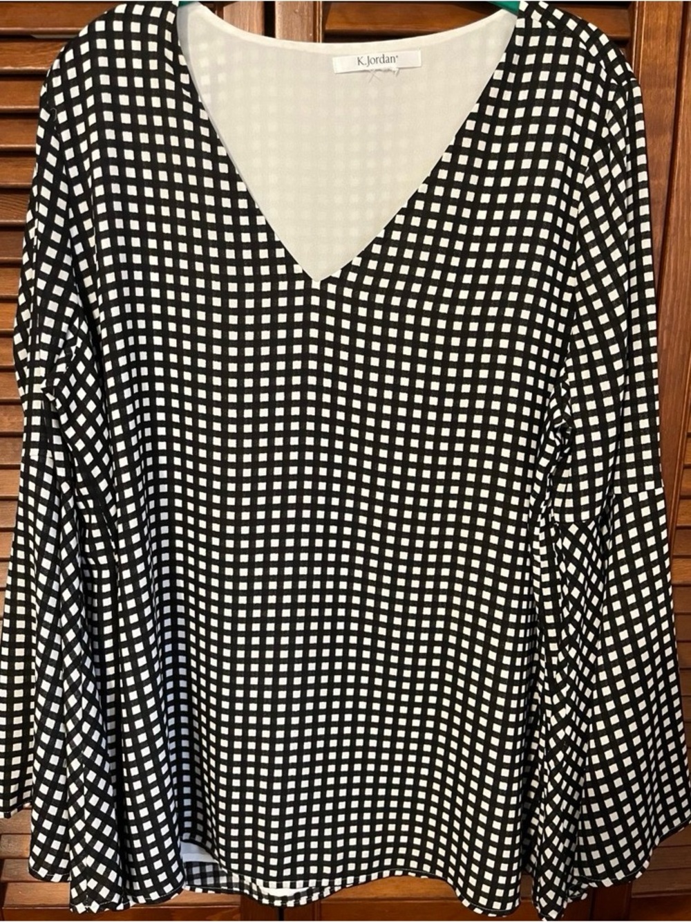 K Jordan Black & White Grid V-Neck Tunic